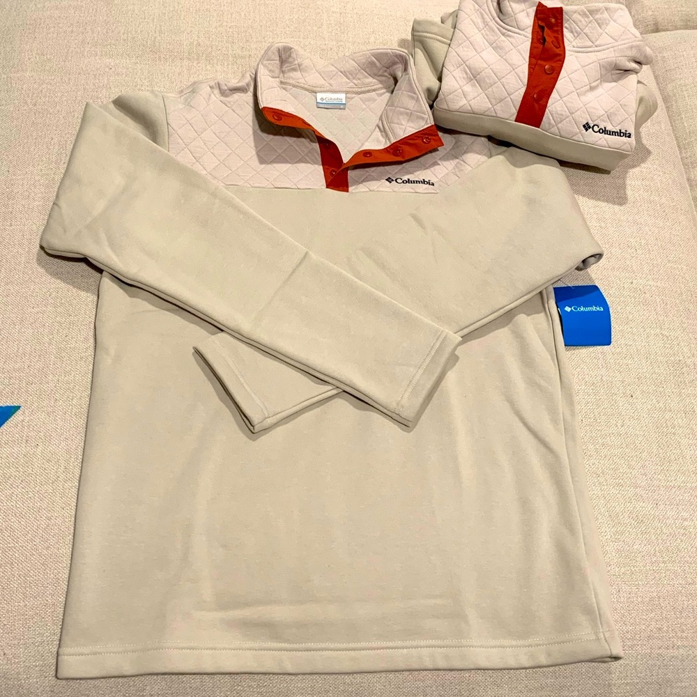 NWT/DS Columbia Pullover Beige/Tan/Cream/Creme Size M